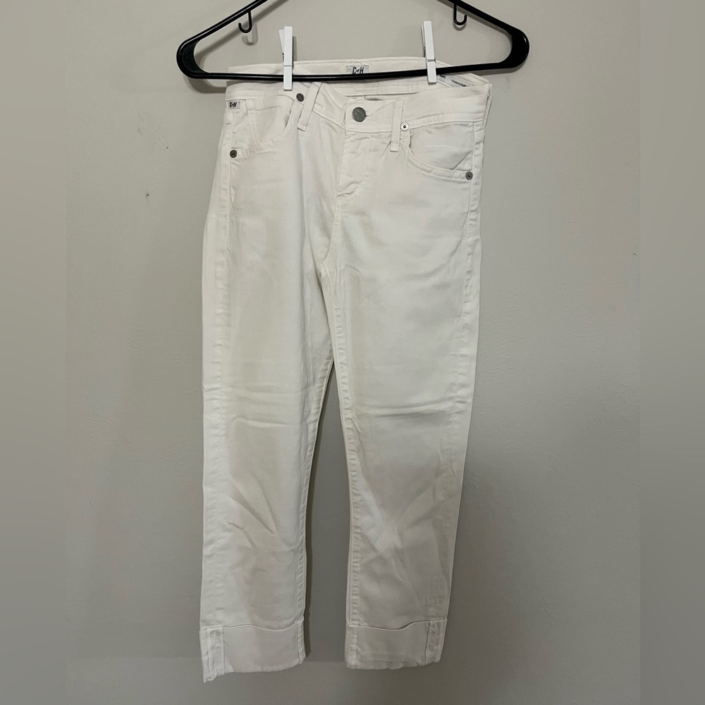 Citizens Of Humanity White Straight Leg Cropped Jeans